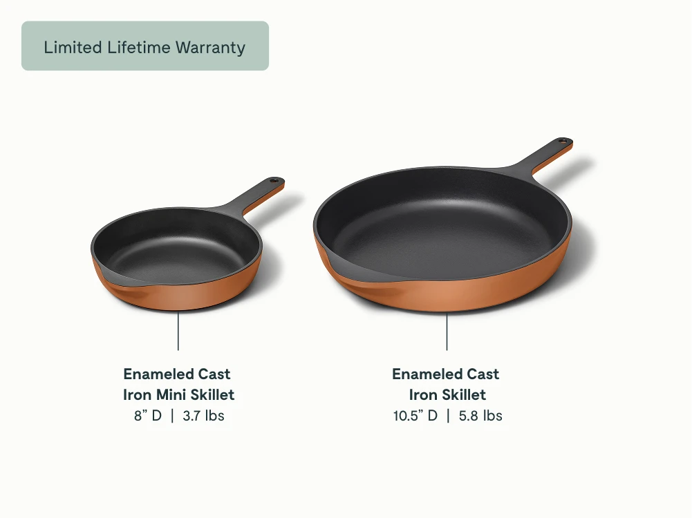 Enameled Cast Iron Skillet Duo - Rust - Detail