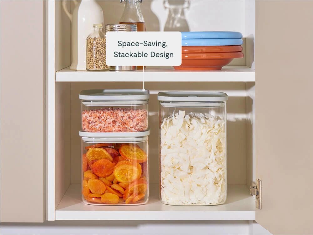 Glass Airtight Container Set - Gray - Space Saving Stackable Design