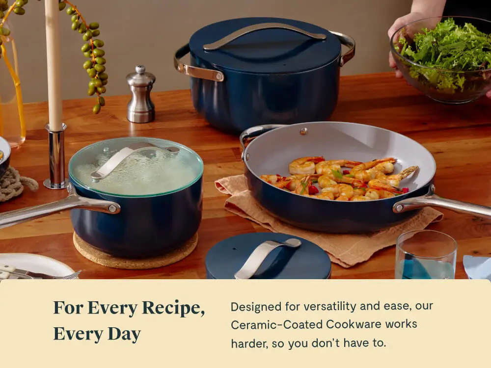 Ceramic Sauté Pan - Navy - Tablescape Lifestyle