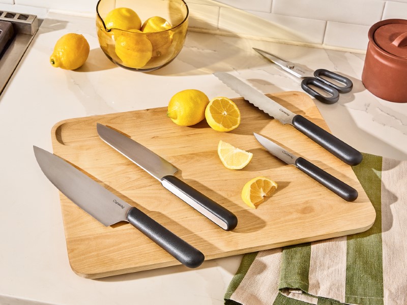 Knife Set - Charcoal - Lifestyle on Cutting Board