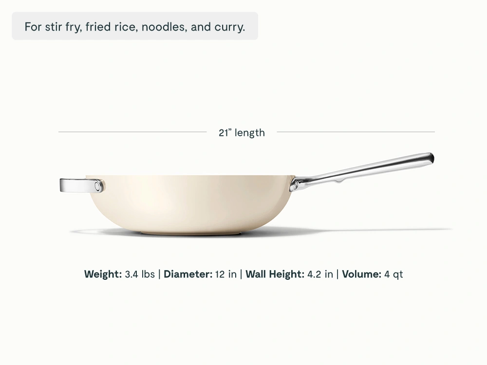 Ceramic Stir Fry Pan - Cream - Detail