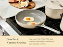 Ceramic Fry Pan - Cream - Stovetop Lifestyle