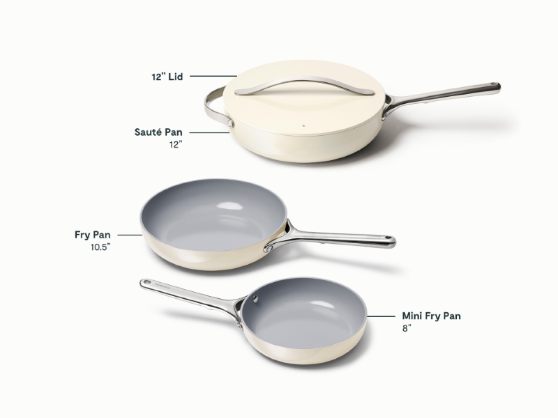 Ceramic Fry Pan Trio - Cream - Detail