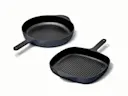 Enameled Cast Iron Skillet & Grill Pan Duo - Midnight Blue - Hero