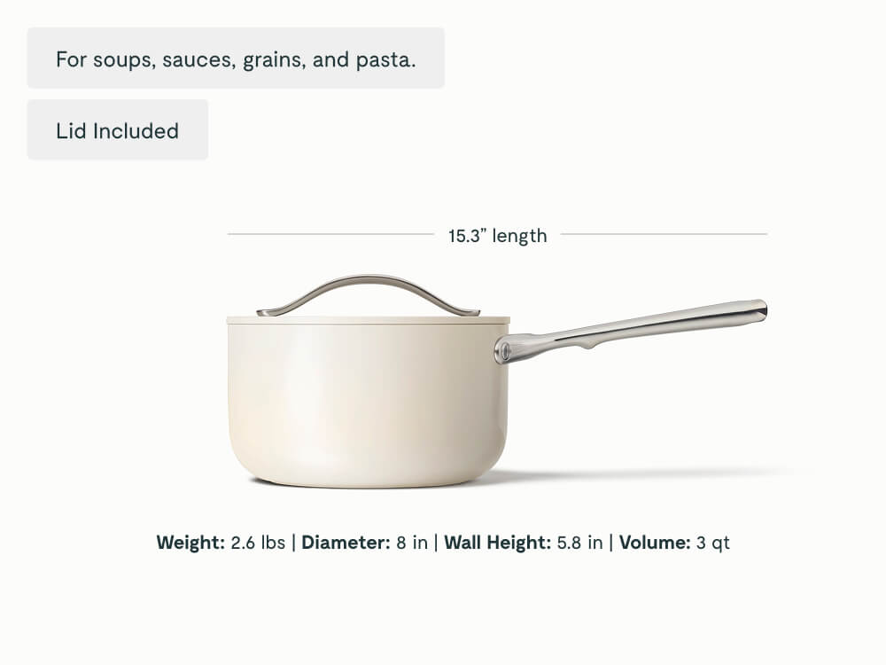 3 qt Non-Stick Ceramic Sauce Pan With Lid - Thumbnail 2