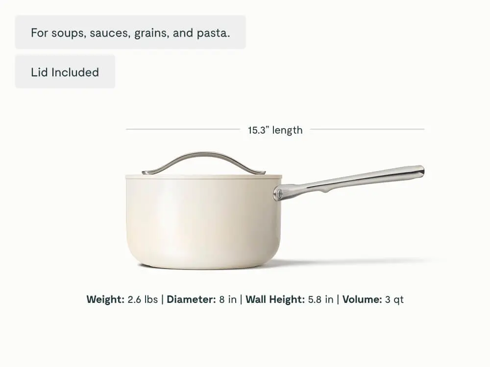 Ceramic Sauce Pan - Cream - Detail