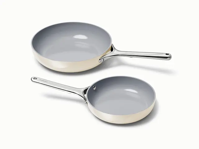 Ceramic Fry Pan Duo - Cream - Hero