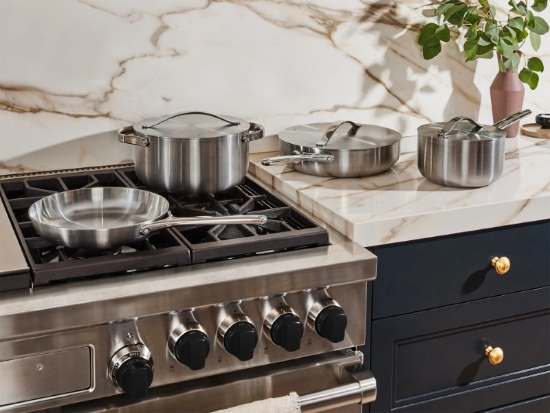 Cookware Set - Stainless Steel - Lifestyle on Stovetop
