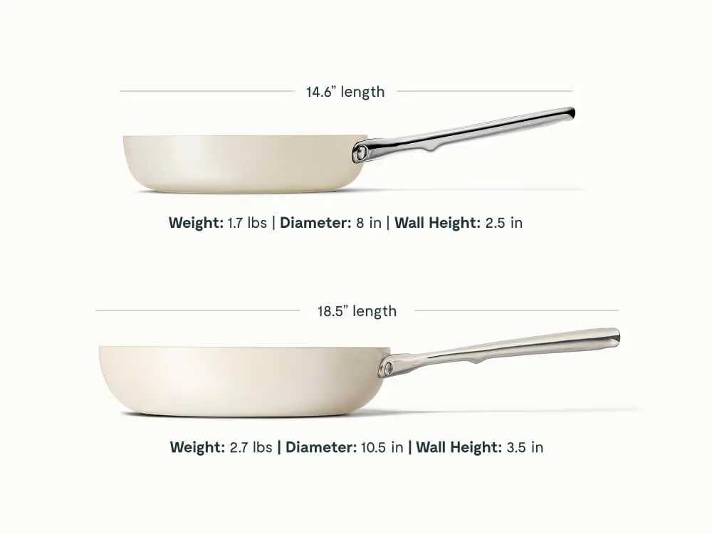 Ceramic Fry Pan Trio - Cream - Detail