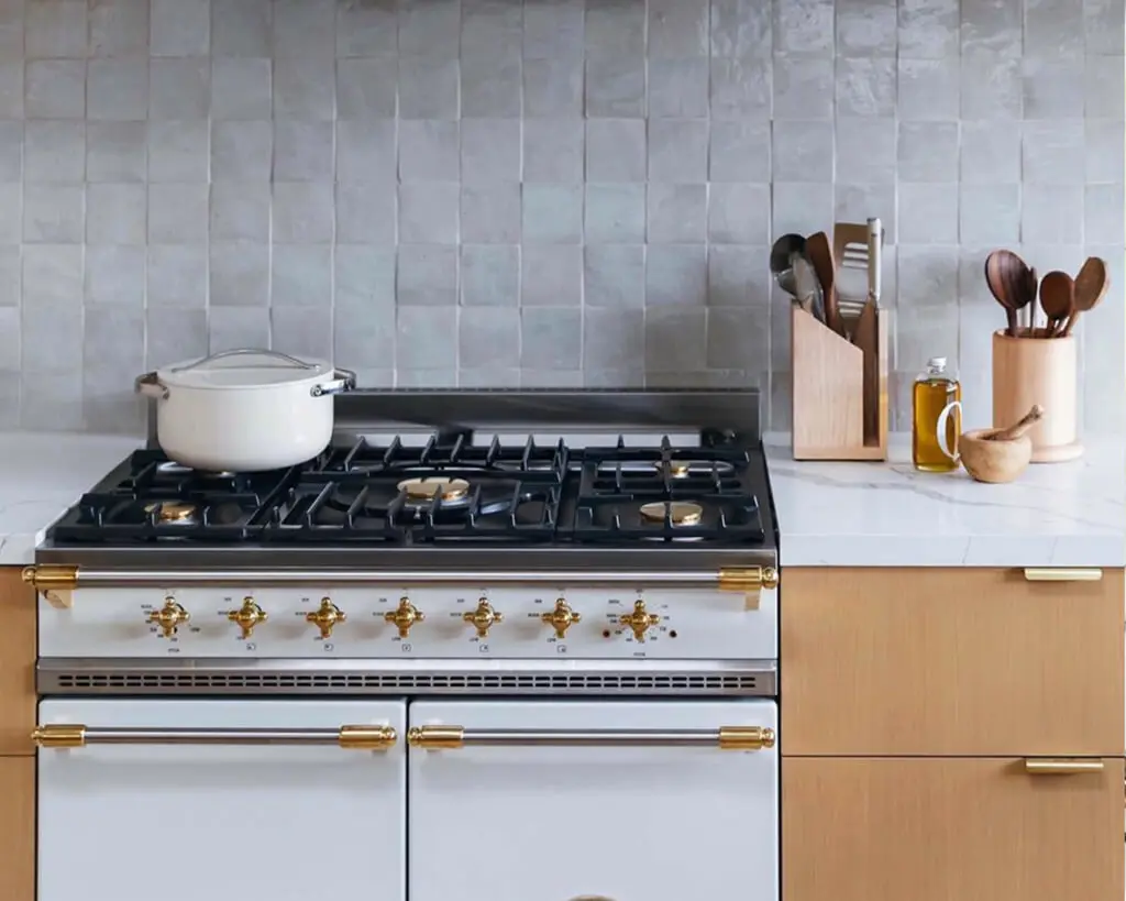 Ceramic Dutch Oven - Cream - On Stovetop