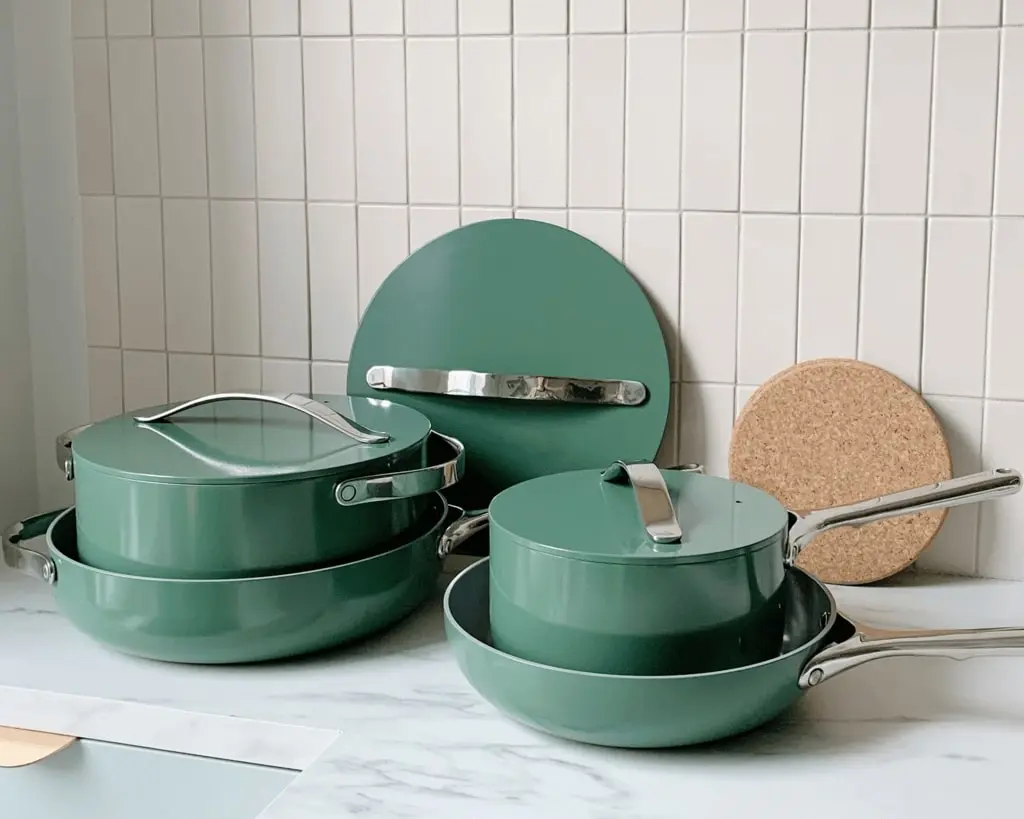 Ceramic Cookware Set - Sage - With Lid