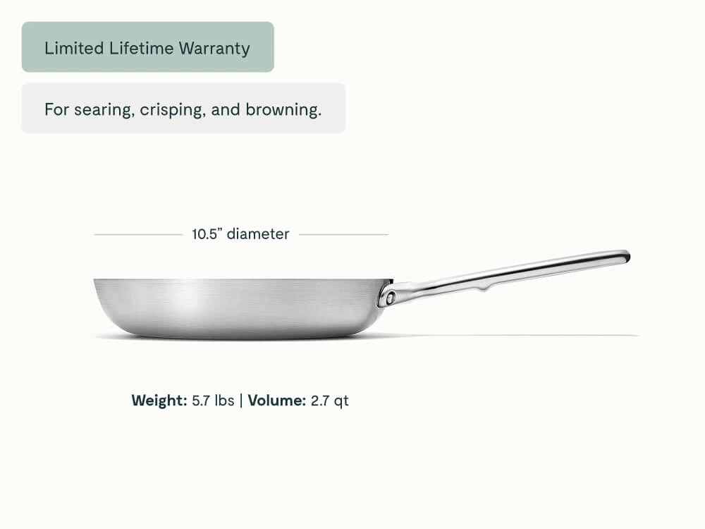 Fry Pan - Stainless Steel - Weight Dimensions