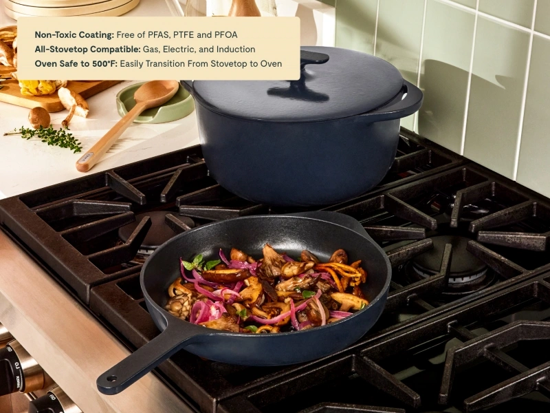 Enameled Cast Iron Skillet & Dutch Oven Duo - Midnight Blue - Non-Toxic All-Stovetop Compatible