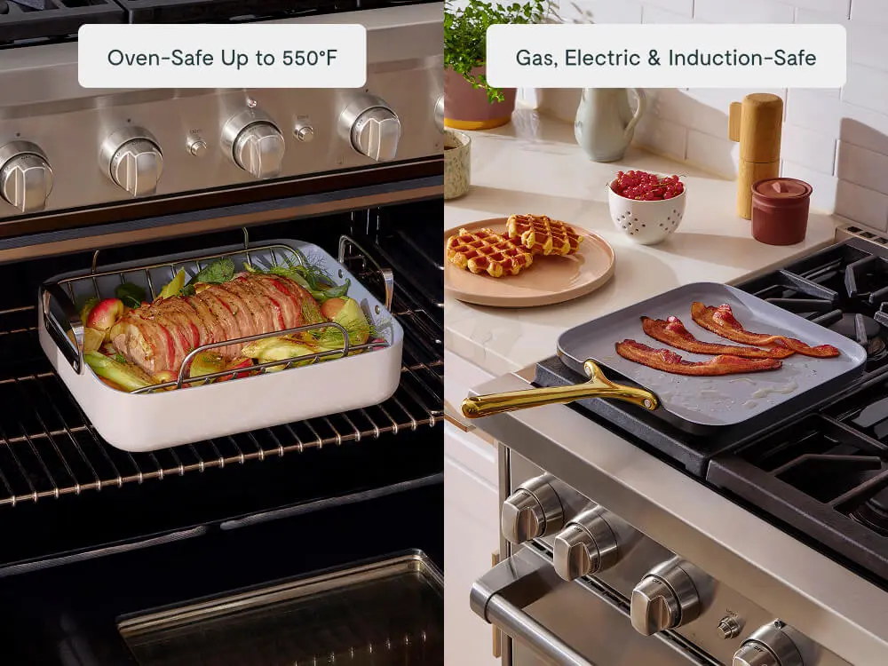 Ceramic Square Griddle Pan - Stovetop Oven Lifestyle