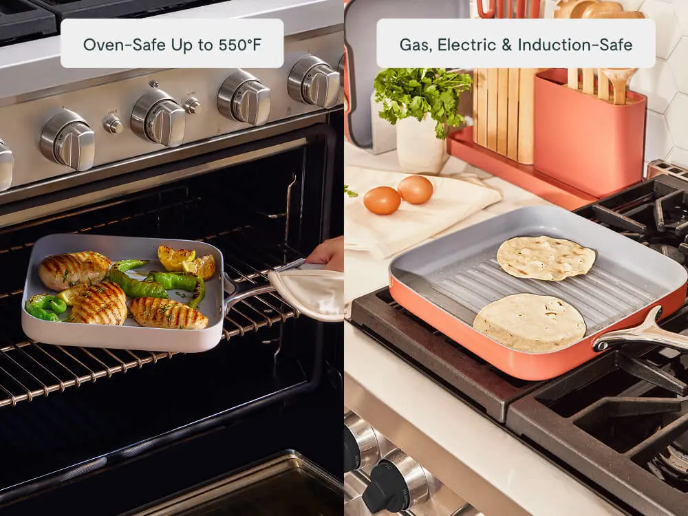 Ceramic Square Grill Pan - Stovetop Oven Lifestyle