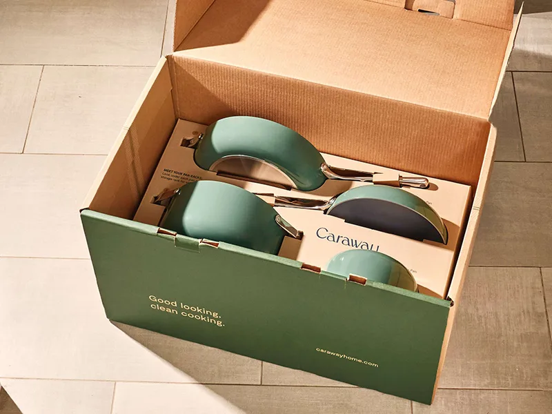 Ceramic Cookware Set - Sage - In Caraway package