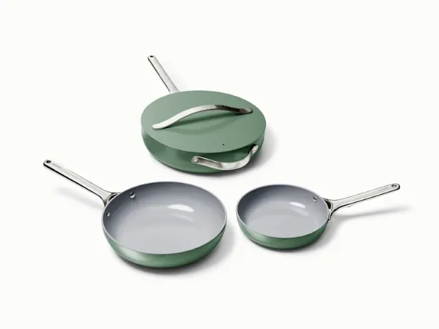 Ceramic Fry Pan Trio - Sage - Hero