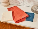 Tea Towels - Multicolor - Cream Perracotta Navy Towels on Counter