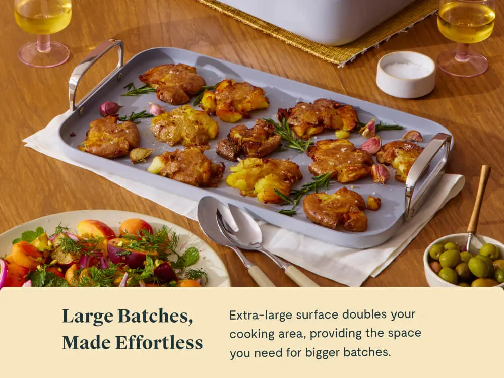 Ceramic Double Burner Griddle - Gray - Tablescape Lifestyle