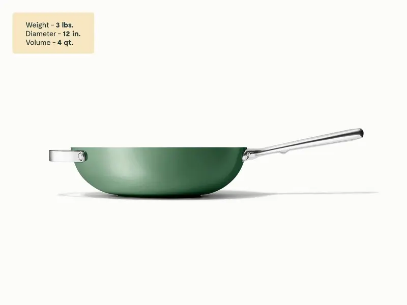 Ceramic Stir Fry Pan - Sage - Detail