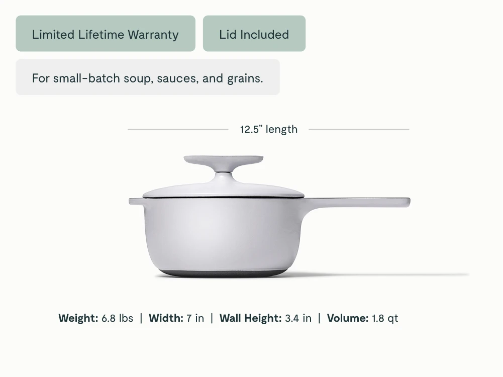 Enameled Cast Iron Mini Sauce Pan - Gray - Detail
