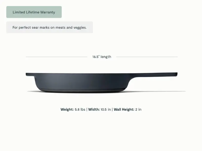 Enameled Cast Iron Skillet - Midnight Blue - Detail