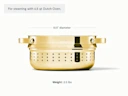 Large Steamer - Glossy Gold - Weight Dimensions
