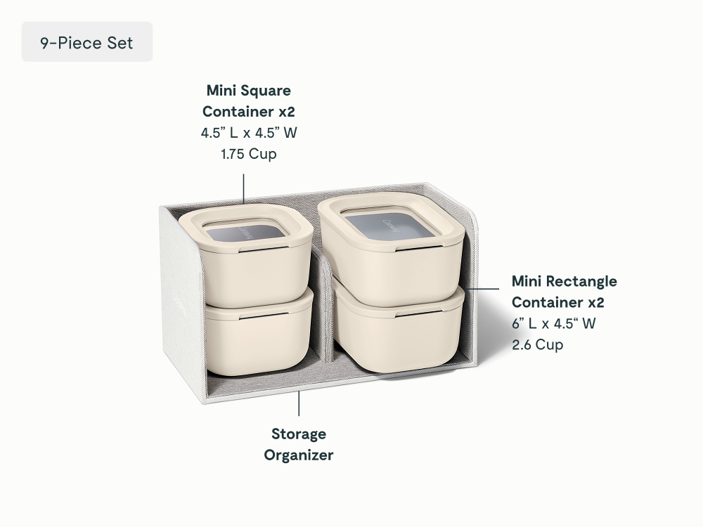 Caraway Mini 9-Piece Ceramic-Coated Glass Food Storage Container Set - Thumbnail 4
