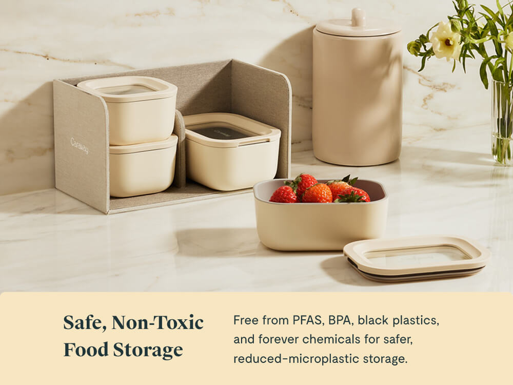 Caraway Mini 9-Piece Ceramic-Coated Glass Food Storage Container Set - Thumbnail 2