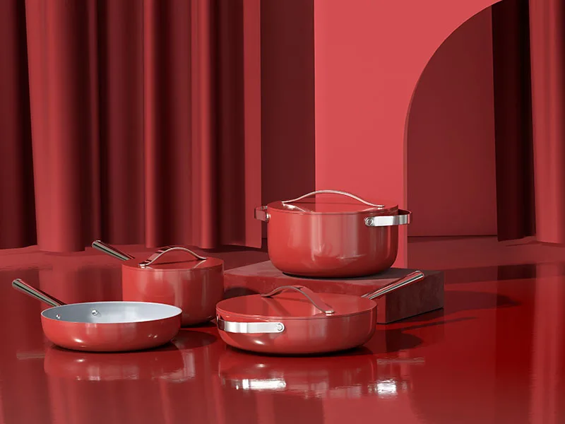 Ceramic Cookware Set - Brick Red - All Red