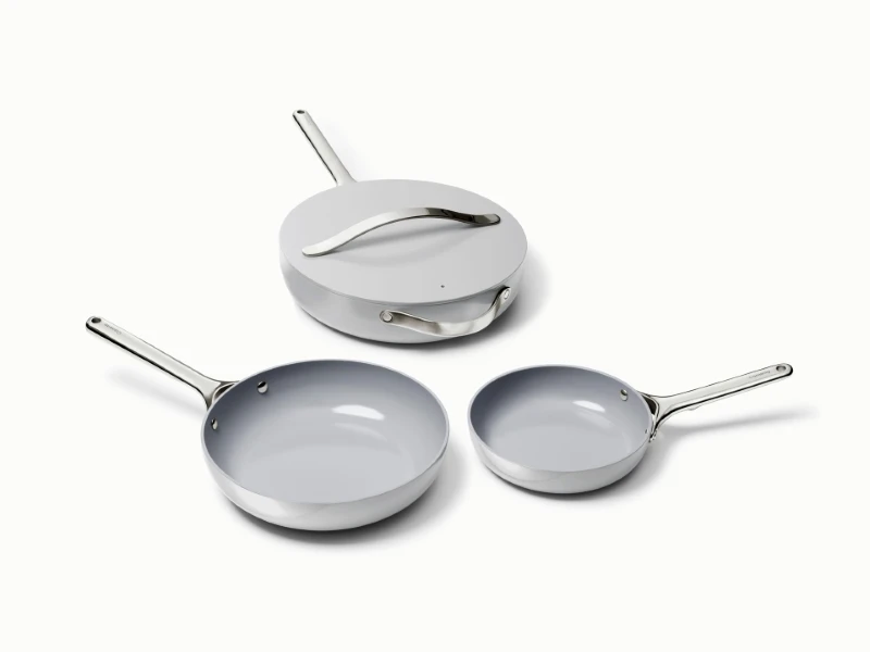 Ceramic Fry Pan Trio - Gray - Hero