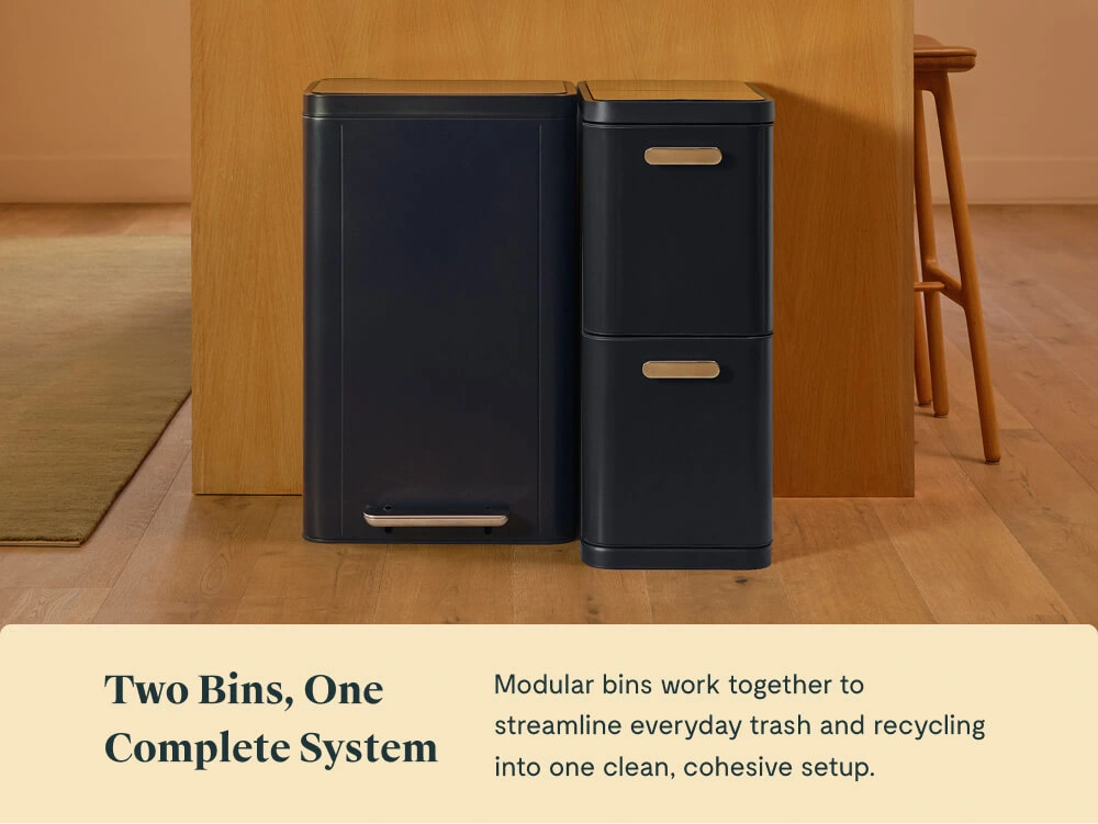 Trash and Recycling Duo Bin - Rectangular - Midnight Lifestyle