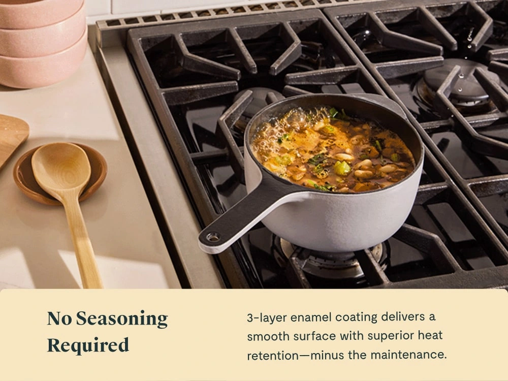 Enameled Cast Iron Mini Sauce Pan - Gray - No Seasoning Lifestyle