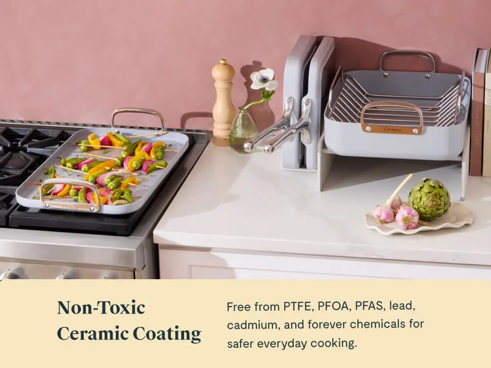 Ceramic Squareware Set - Gray - Stovetop Lifestyle