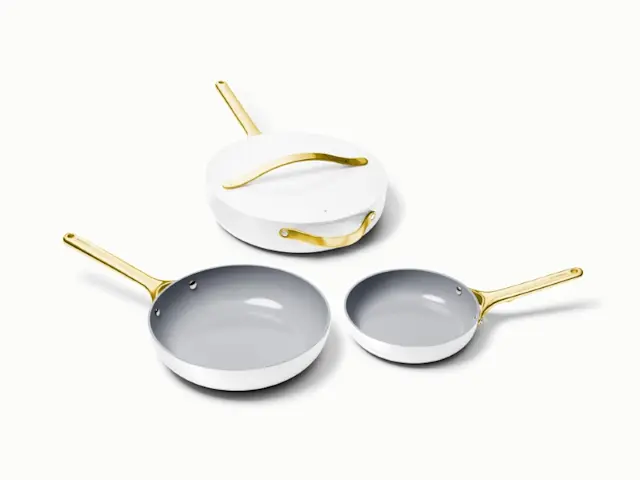 Ceramic Fry Pan Trio - White - Hero