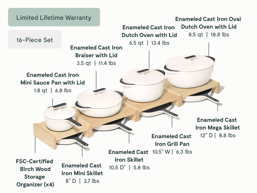 Deluxe Enameled Cast Iron Set - Cream - Detail