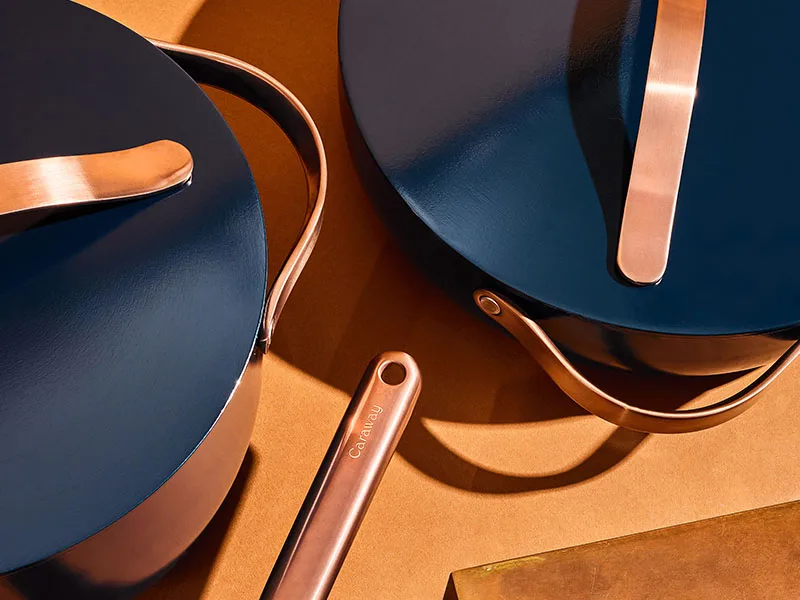Ceramic Cookware Set - Copper Pink Turquoise - Zoom In