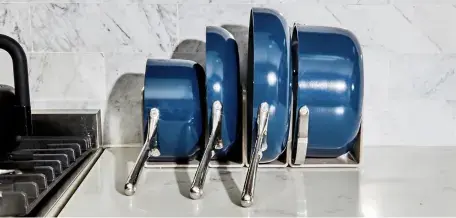 Ceramic Cookware Set - Navy - In Storage on Counter - Blog Hero