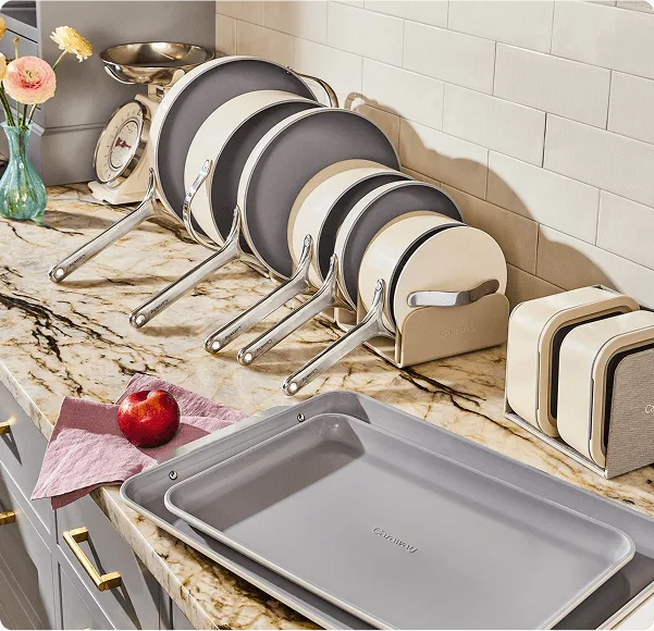 Ceramic Cookware Bakeware and Food Storage - Cream - On Counter
