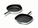 Enameled Cast Iron Skillet & Grill Pan Duo - Light Mist - Hero