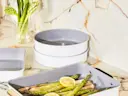 Circle Pan Duo - White - Stacked on Counter