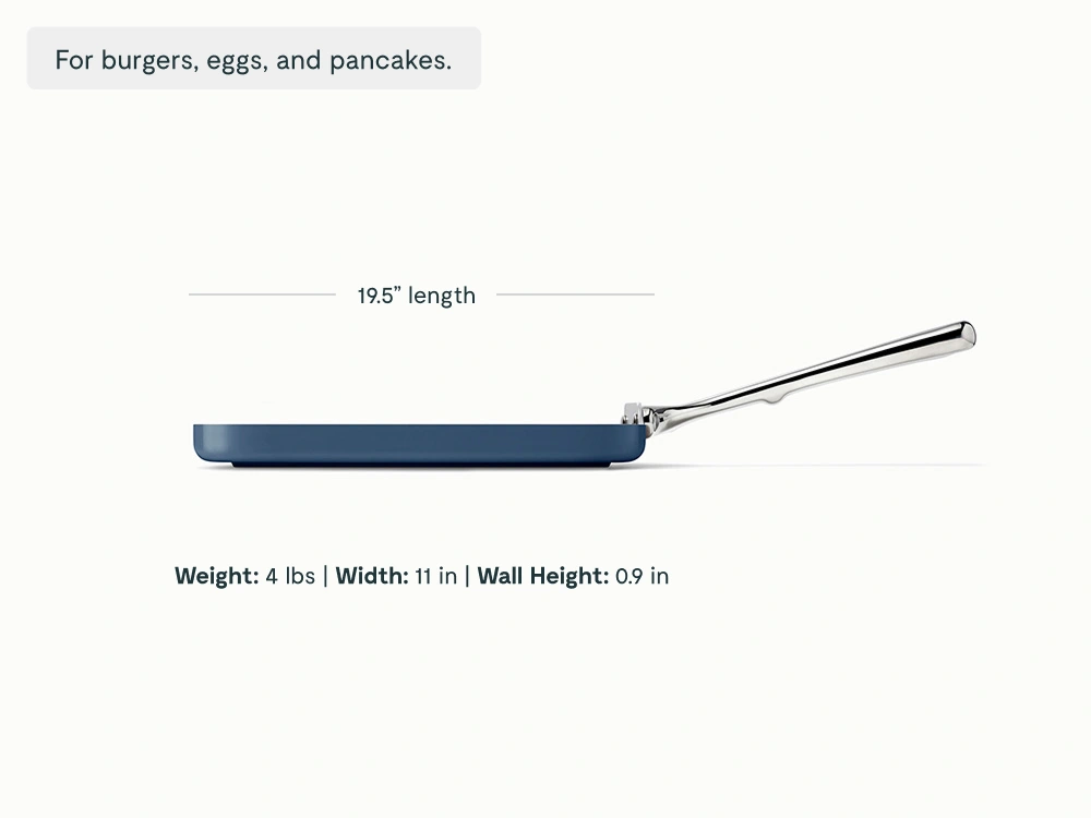 Ceramic Square Griddle Pan - Navy - Detail