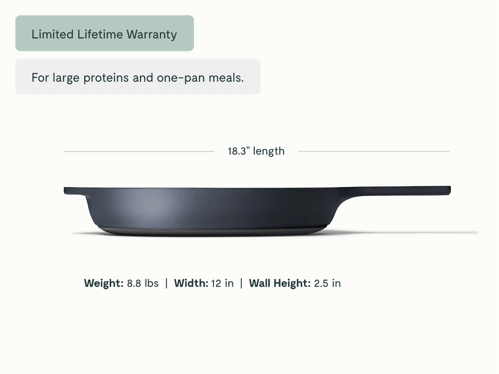 Enameled Cast Iron Large Skillet - Midnight Blue - Detail