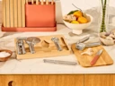 Kitchen Gadgets Set - Stainless Steel - In Use with Perracotta Knife and Utensil Set