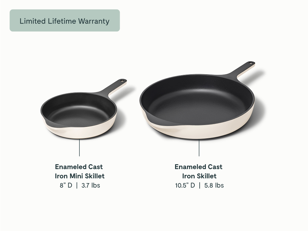 Enameled Cast Iron Skillet Duo - Cream - Detail