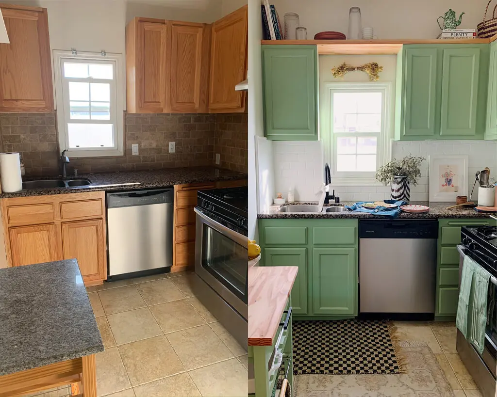 Kitchen Transformation - Oak and Green