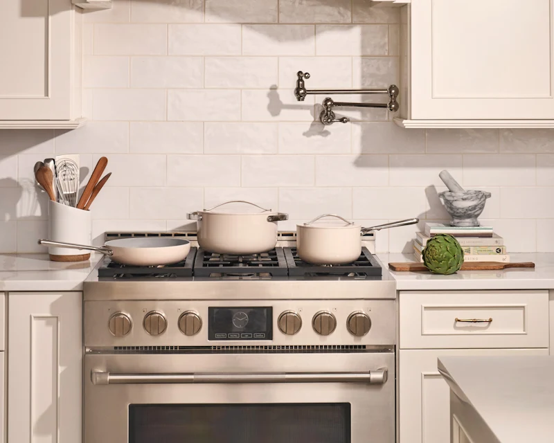 Ceramic Cookware Set - Cream - On Stove Blog