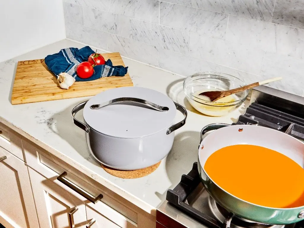 Ceramic Dutch Oven - Gray - On Countertop