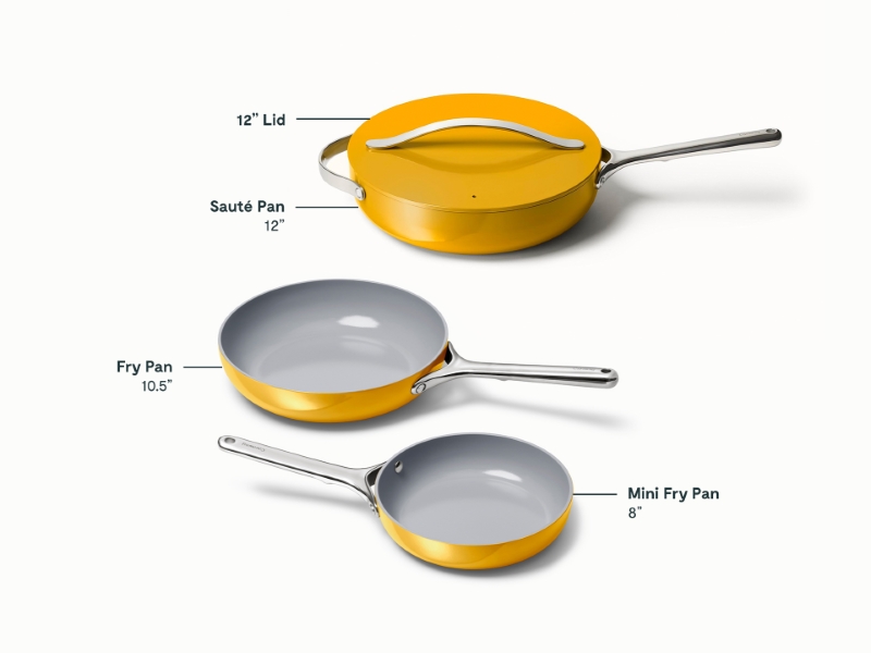 Ceramic Fry Pan Trio - Marigold - Detail