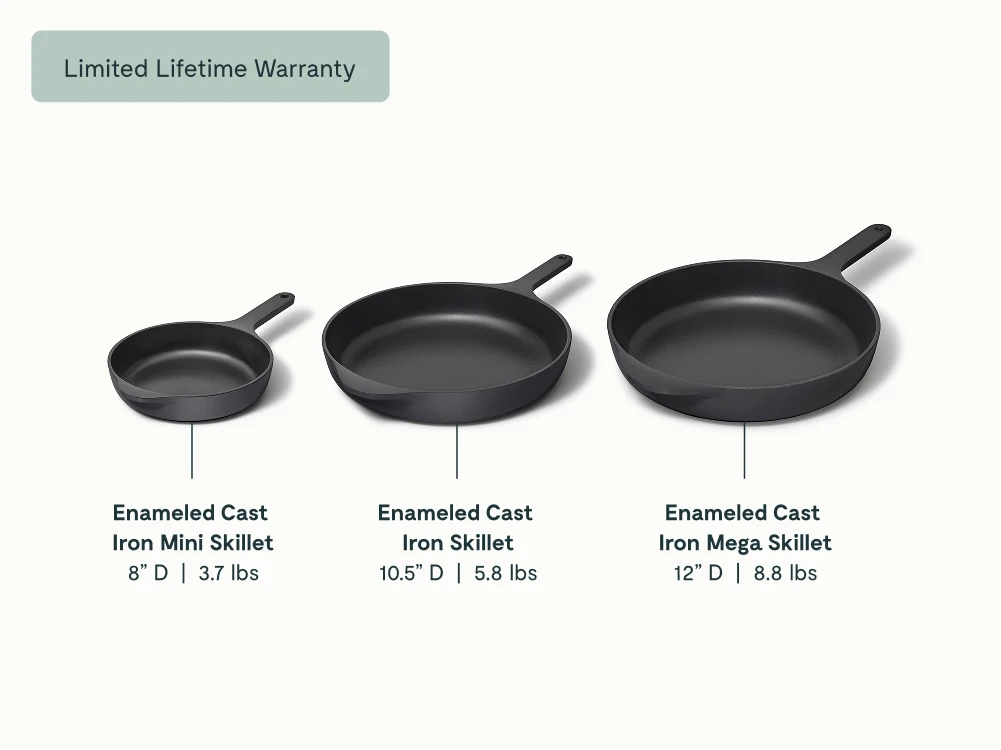 Enameled Cast Iron Skillet Trio - Charcoal - Detail